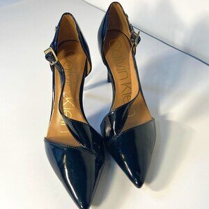 Calvin Klein SZ 5.5 Ramaya Black Patent Leather Pointed Toe Pump office formal